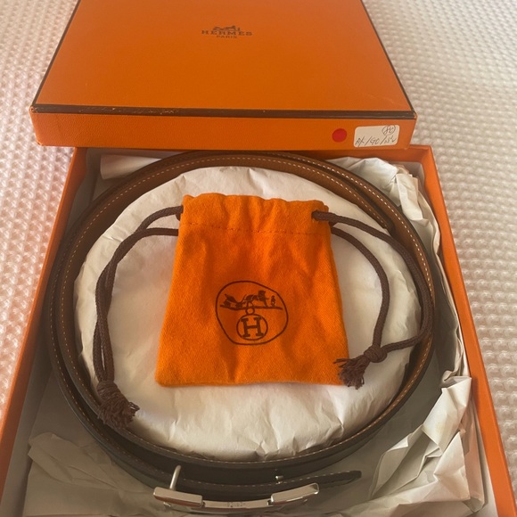 Hermes Brown and Black Leather Belt - Picture 1 of 6
